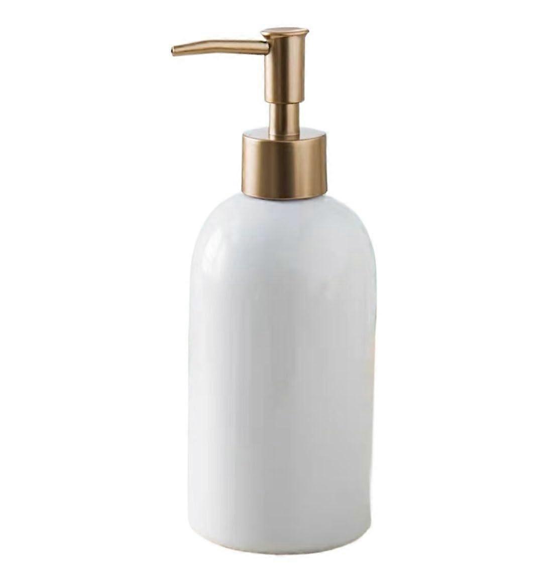 Pump Bottle Dispenser,Refillable Ceramic Lotion Bottle For Soap Shampoo Lotions(White)