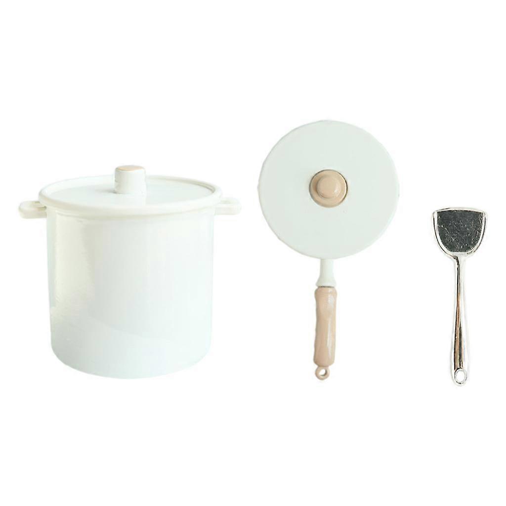 3Pcs Miniature High Dollhouse Accessories Simulation Cookware Playset for