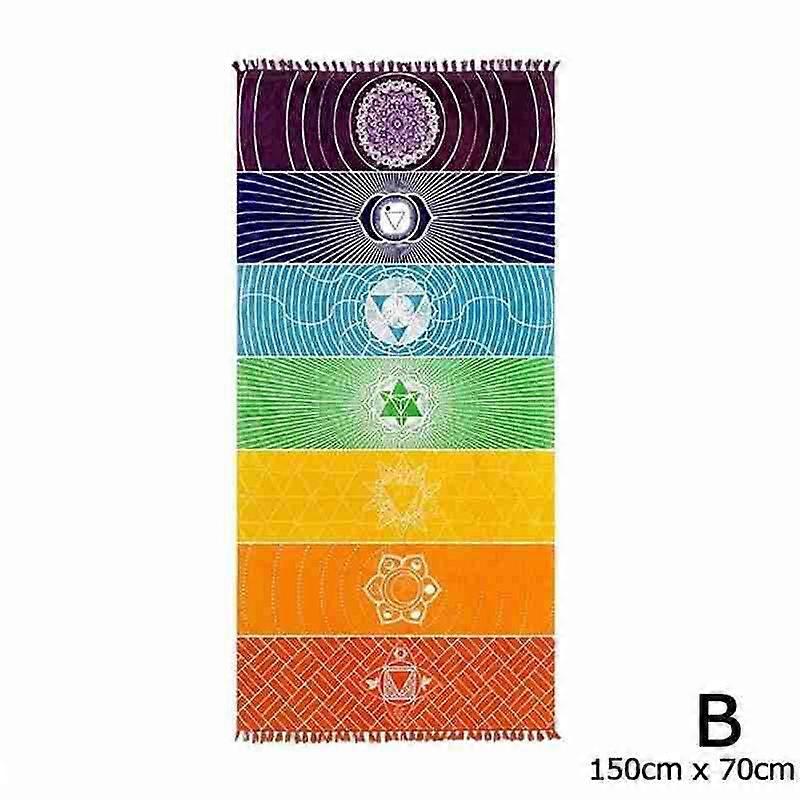 (B)150cm x 70cm$Rainbow Beach Towel Beach Towel Mandala Tapestry Meditation Yoga Mat Women's Bath Towel