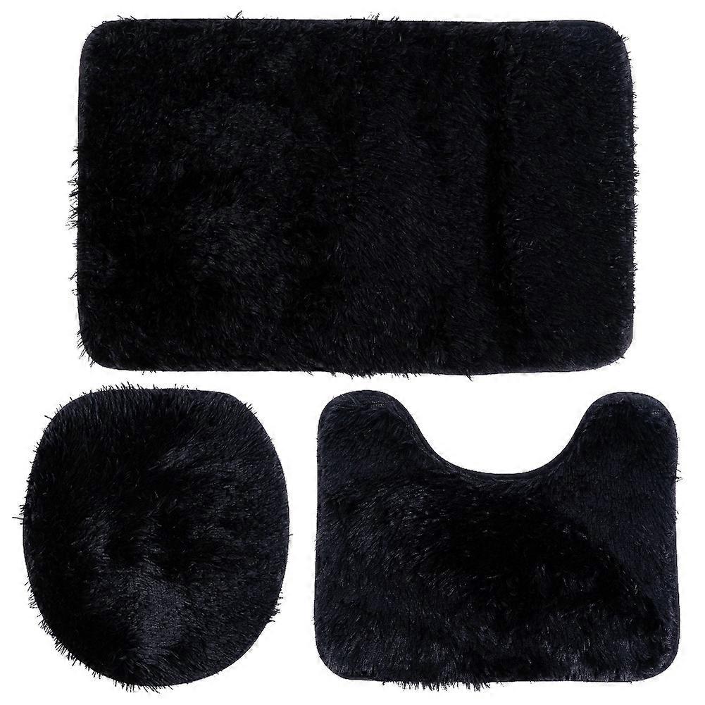 Set med 3 svarta badrumsmattor