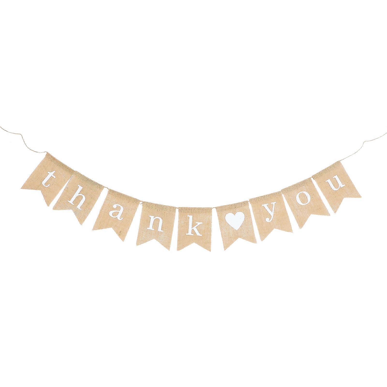 Natural Jute Banner Saying Thank You, Suitable for Rustic Weddings