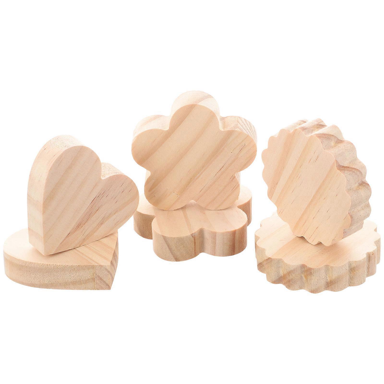 6pcs Smooth Wooden Plaques for DIY Crafts, Unfinished Wood Bases for Figurine Display, Painting, Engraving & Personalization Projects