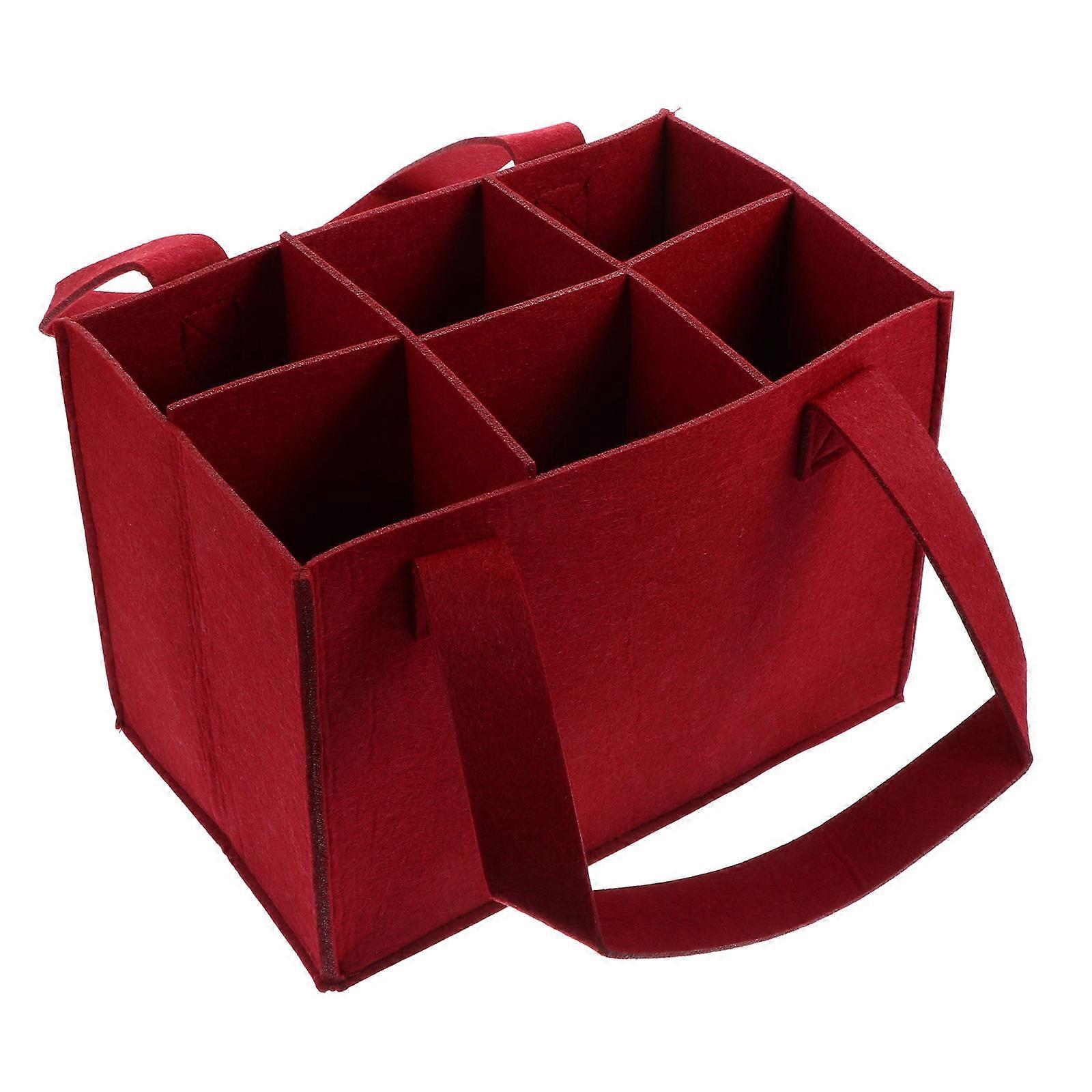 Portable Felt Bag with Handle – Reusable Tote for , Beer, Brandy, and Whiskey Bottles – Red Felt Carrier for Gifting