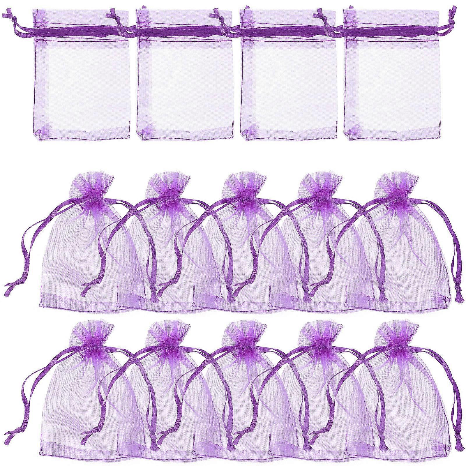 Candy Bags For Party Favors Rectangular Shape Small and Portable Dark Purple Organza Bags 100Pcs