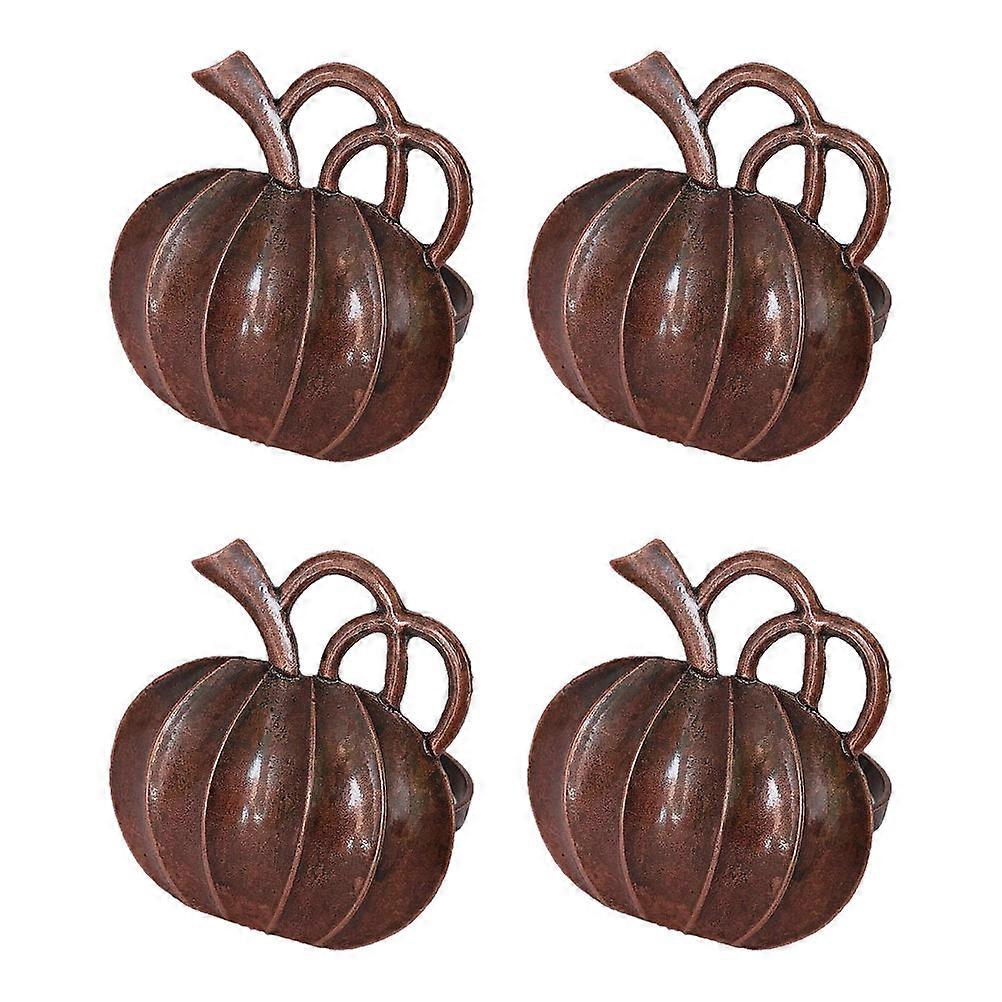 Metal Napkin Rings Vintage Pumpkin Shape Restaurant Table Setting 4Pcs