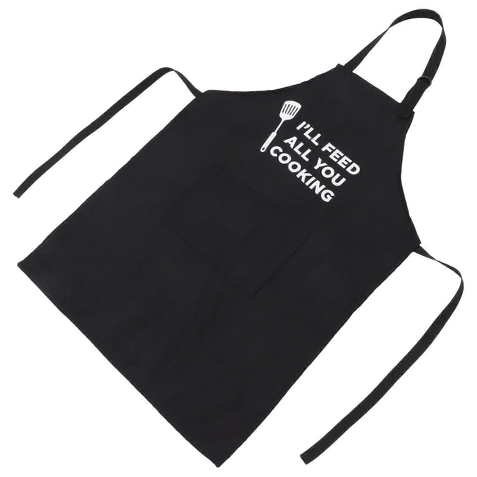 Cooking Apron Black Polyester for Kitchen Use with Versatile Use