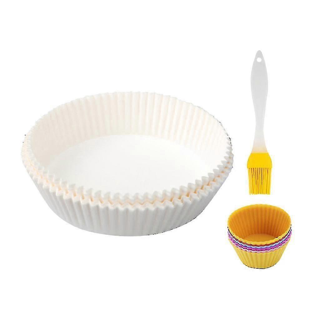 Air Fryer Baking Paper Liners with Silicone Brush Baking Cups