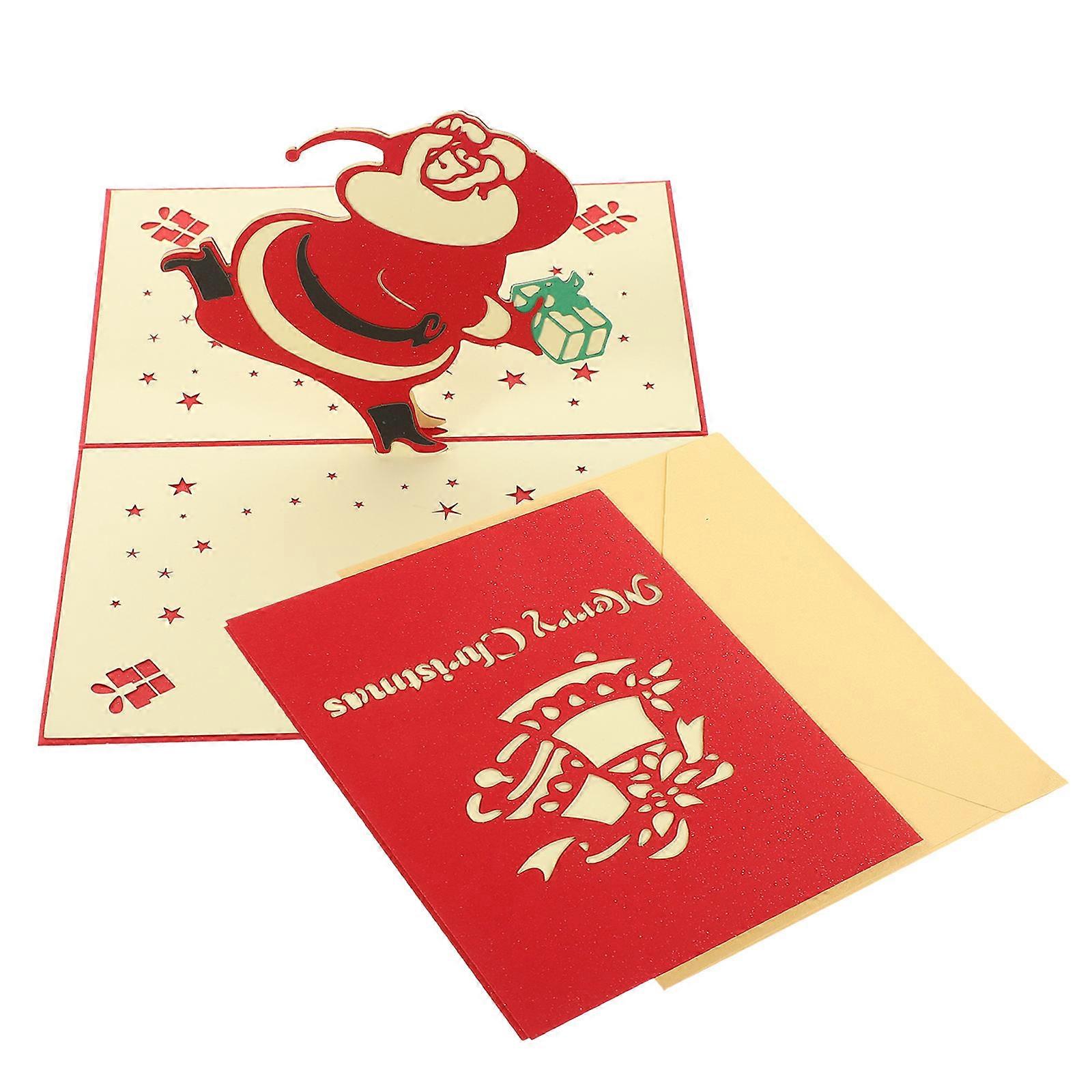 Christmas Greeting Cards 2Pcs Holiday Cards Rectangular Shape Message For Friends