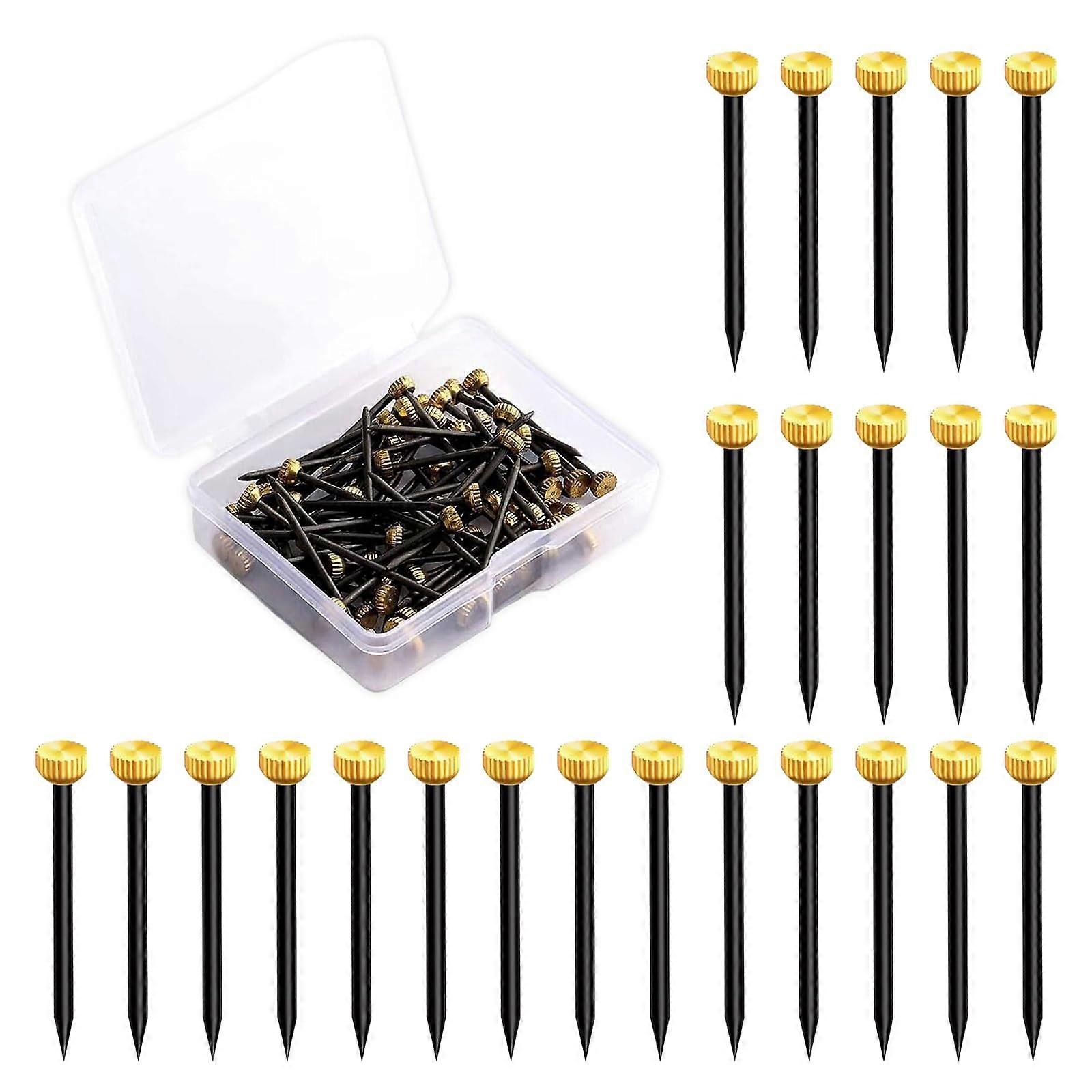 50 pieces picture p brass head wall p picture hanging nails with plastic storage box for walls, hats, picture frames, photo hanging hooks