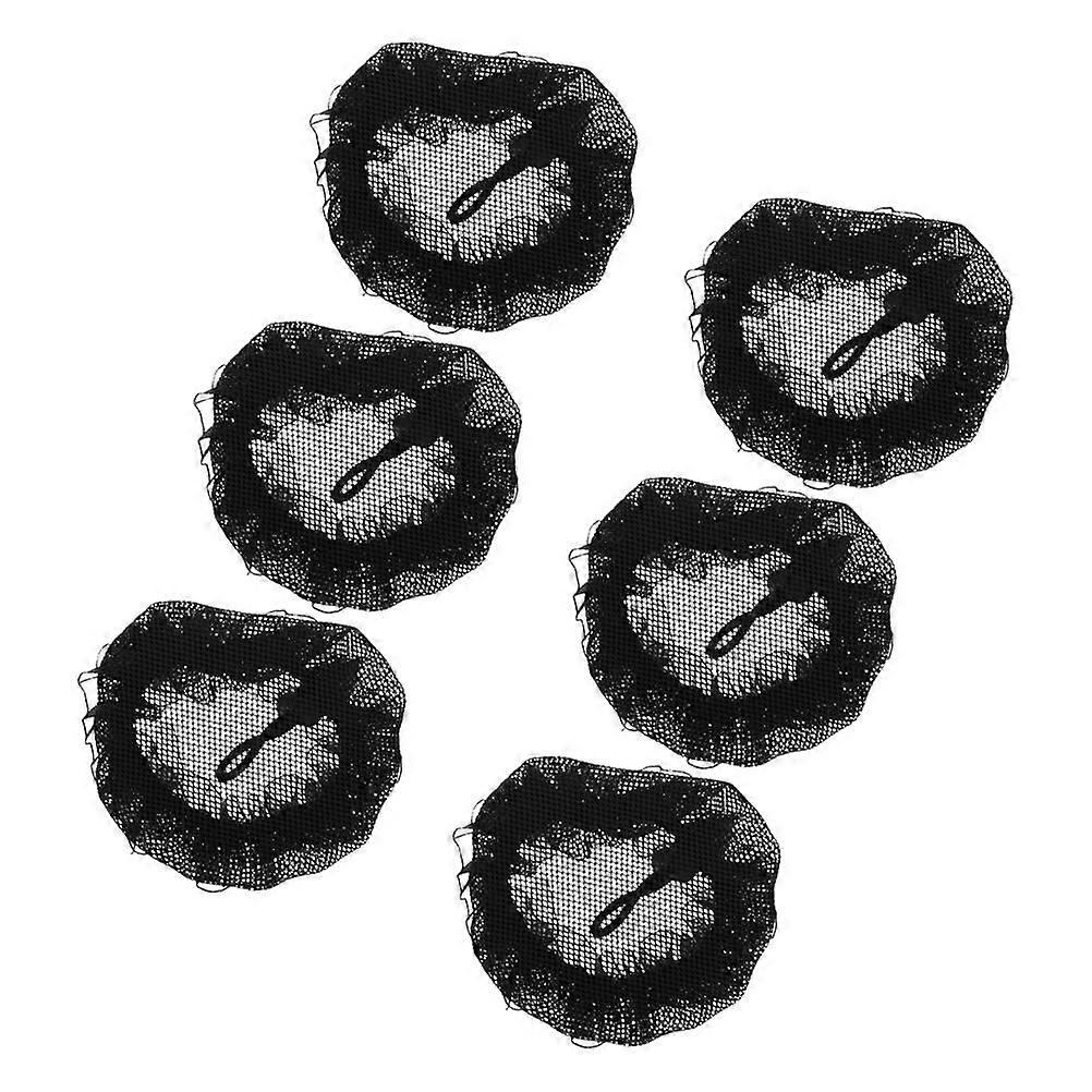 6pcs Elastic Mesh Hair Nets with Lace Trim, Reusable Bun Covers for Dancers, Bank Clerks, Nurses, Gymnasts – Drawstring Design for Secure Fit and