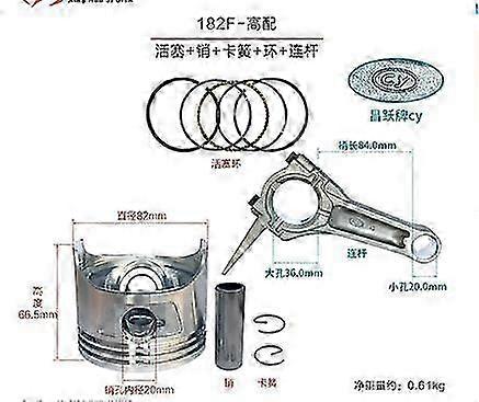 Piston Kit & Connecting Rod for Compatible Chinese Gasoline Engines 152F 154F 168F 170F 173F 177F 188F 190F 192F