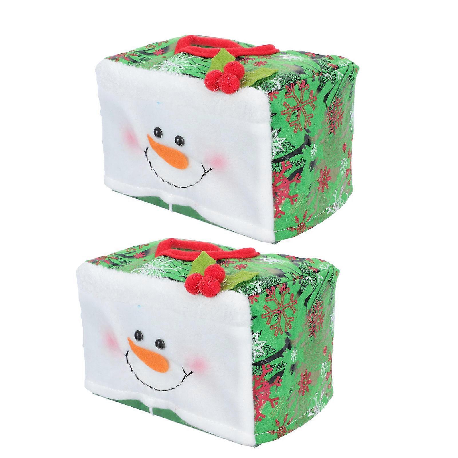 Table Tissue Box Tissue Organiser Christmas Themed Tissue Storage Containers Non-Woven Cloth Simple Design 16x10x10cm 2Set