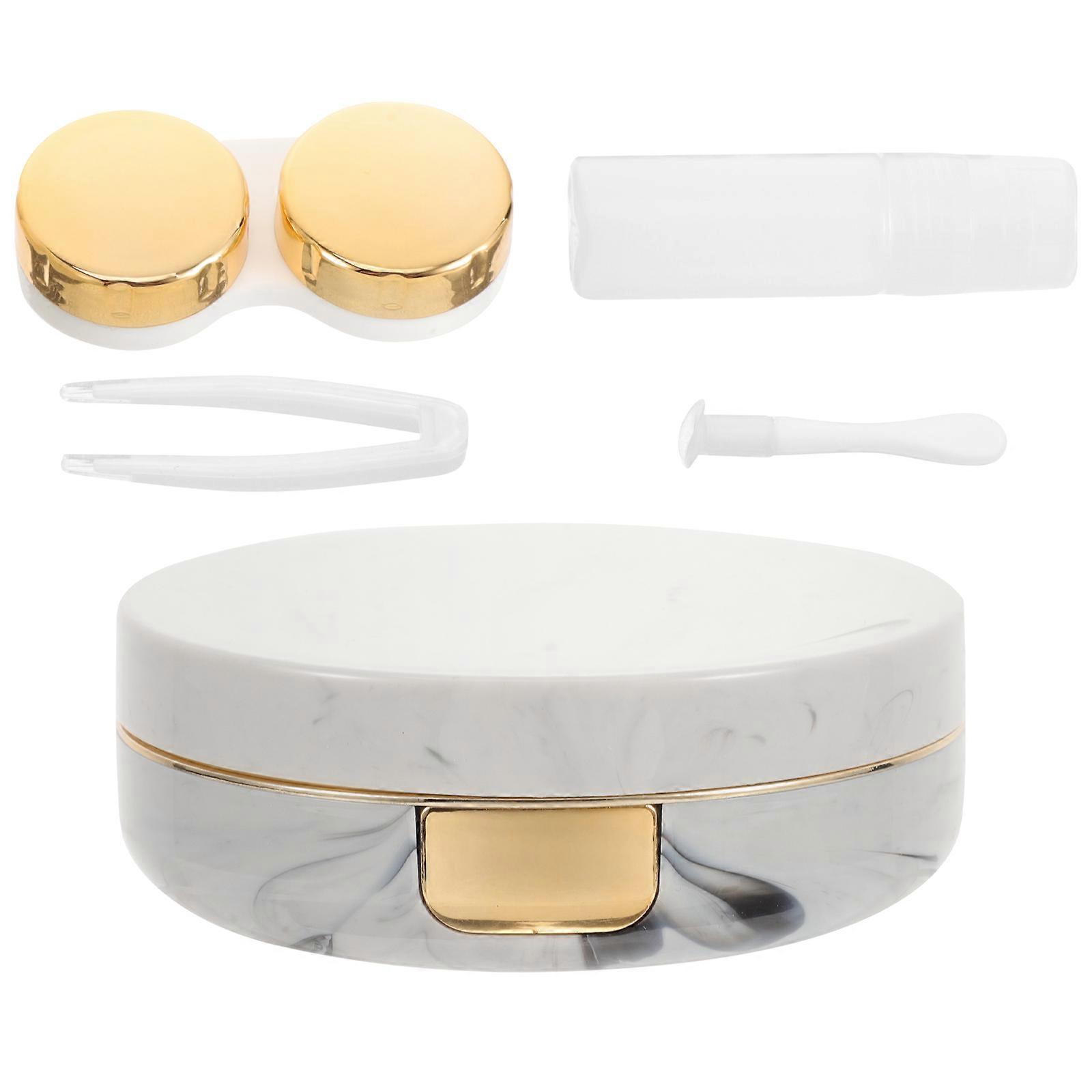 Round Lens Container With Mirror Plastic Material For Travel 1Set