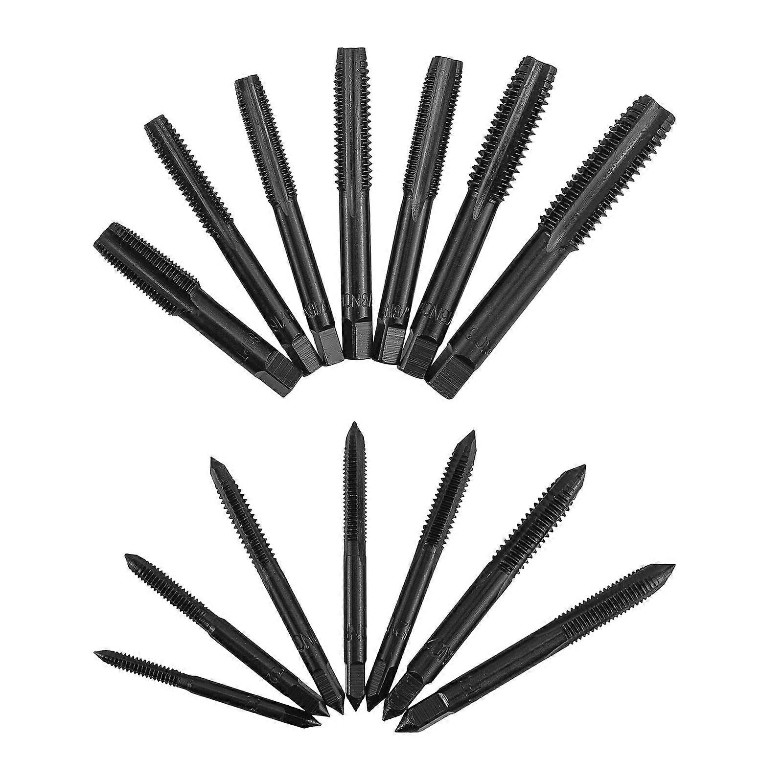 14 Piece Professional Twist Tap Set - Metric & Standard Thread Taps for Car Repair and Metalworking Tools