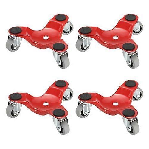 Sturdy faux furniture movers with 3 rollers, set of 4, supports up to 90 kg, ideal for smooth gliding during home and office moves  Red'