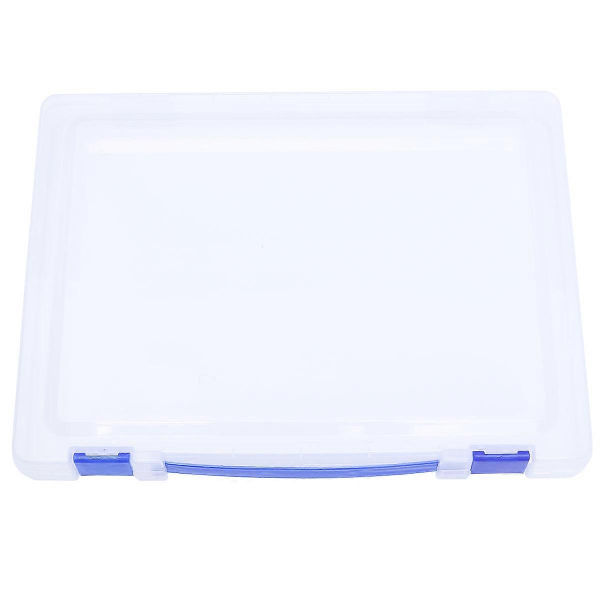File Box Plastic Document Storage Case with Blue Buckle for Office Use 1Set
