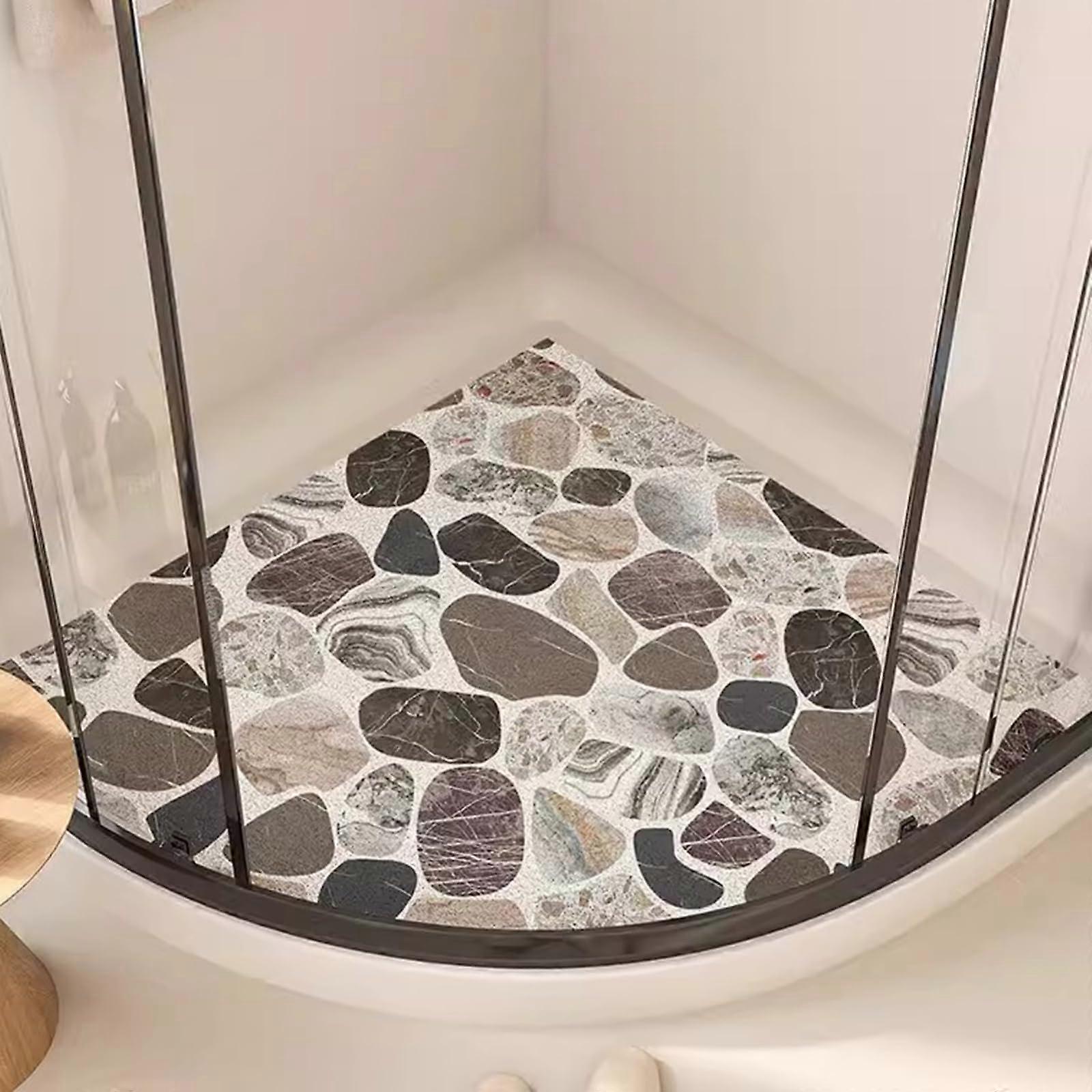 Triangular Shower Mat for Corner Shower, NonSlip, PVC, Semicircular, 54x54 cm