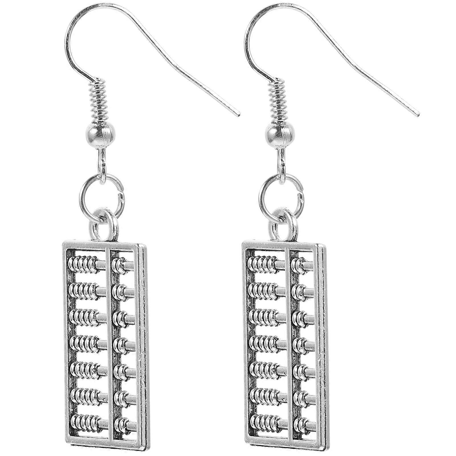 Math Element Earrings Abacus Shape Dangle Drop Earrings Silver 4.6CM Fashion Accessory 1 Pair