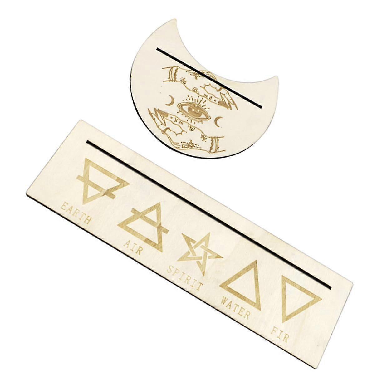 Wooden Tarot Card Holder Set, Moon Phase Card Stand for Tarot, Elegant Altar Display for Oracle Cards, Practical Accessory for Tarot Enthusiasts