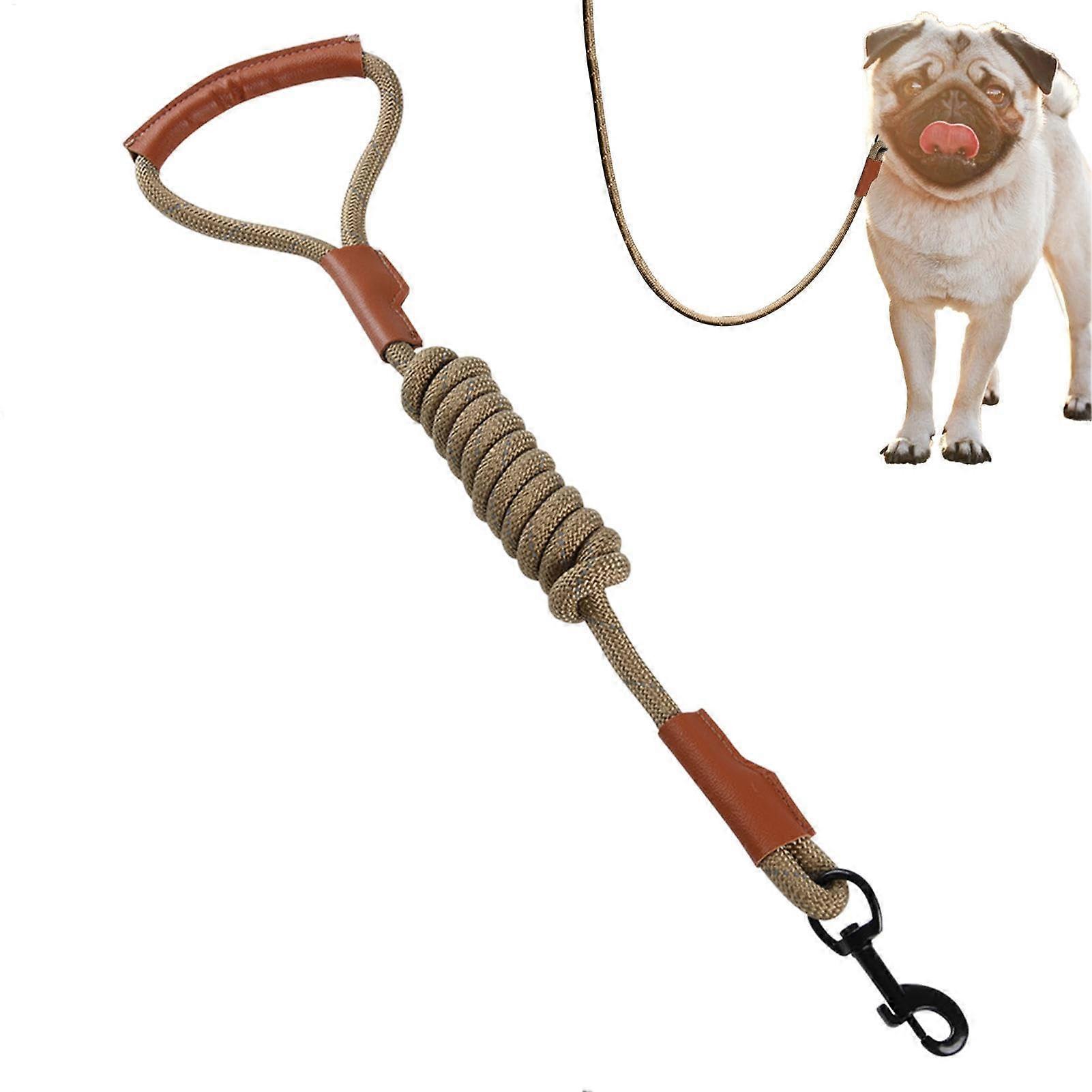 Long Dog Lead  Adjustable Pull Rope for Training, Robust Leather Lead for Large Dogs Brown
