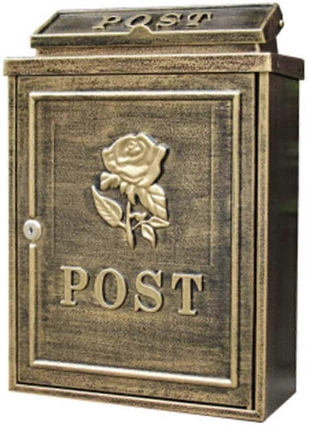 Wall Mounted Mailbox Outdoor Metal Lockable Rustproof Letterbox Post Box Retro Style