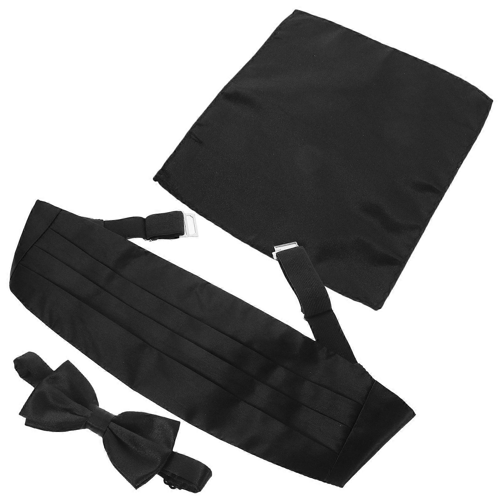 Waistband Bow Tie Set for Men 1Set Pre-Tied Cummerbund with Handkerchief