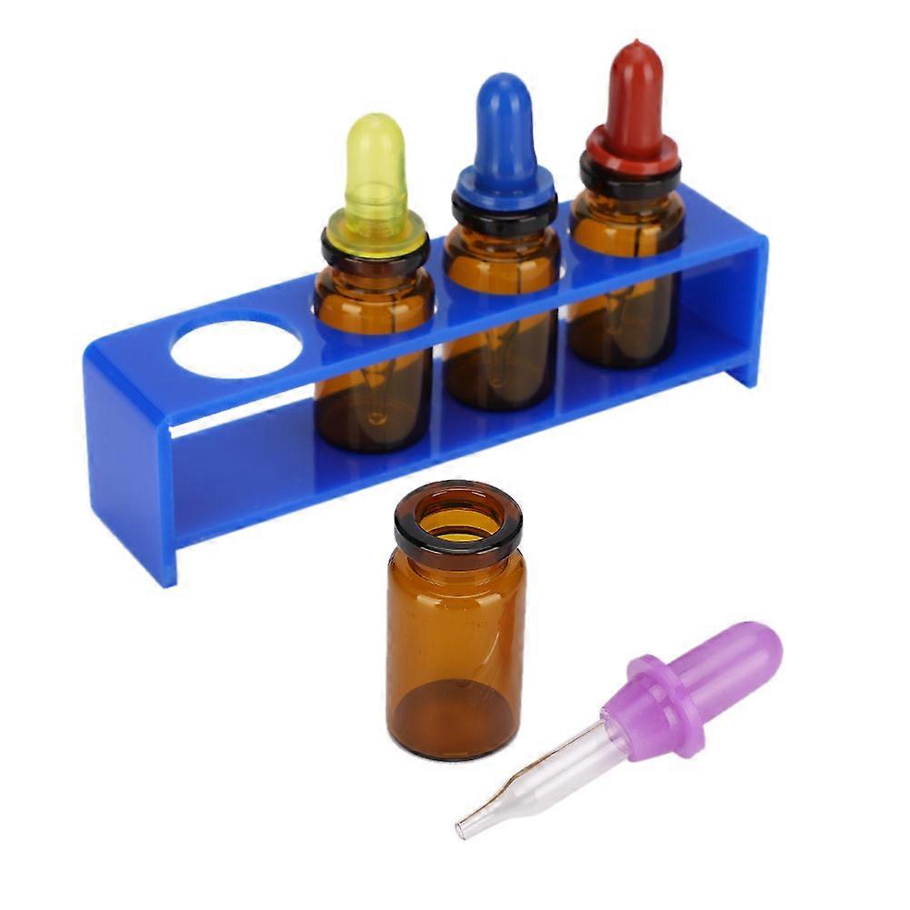 4pcs Empty Dropper Bottle Set with Rack for Dental Material Essential Oil PerfumeBlue