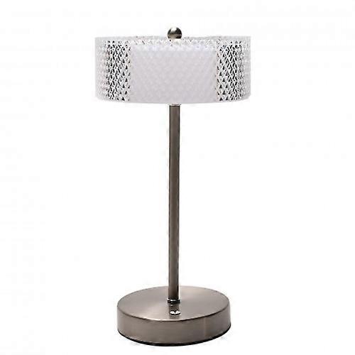 Hestia Nickel USB Touch Table Lamp with Crystal Effect Shade