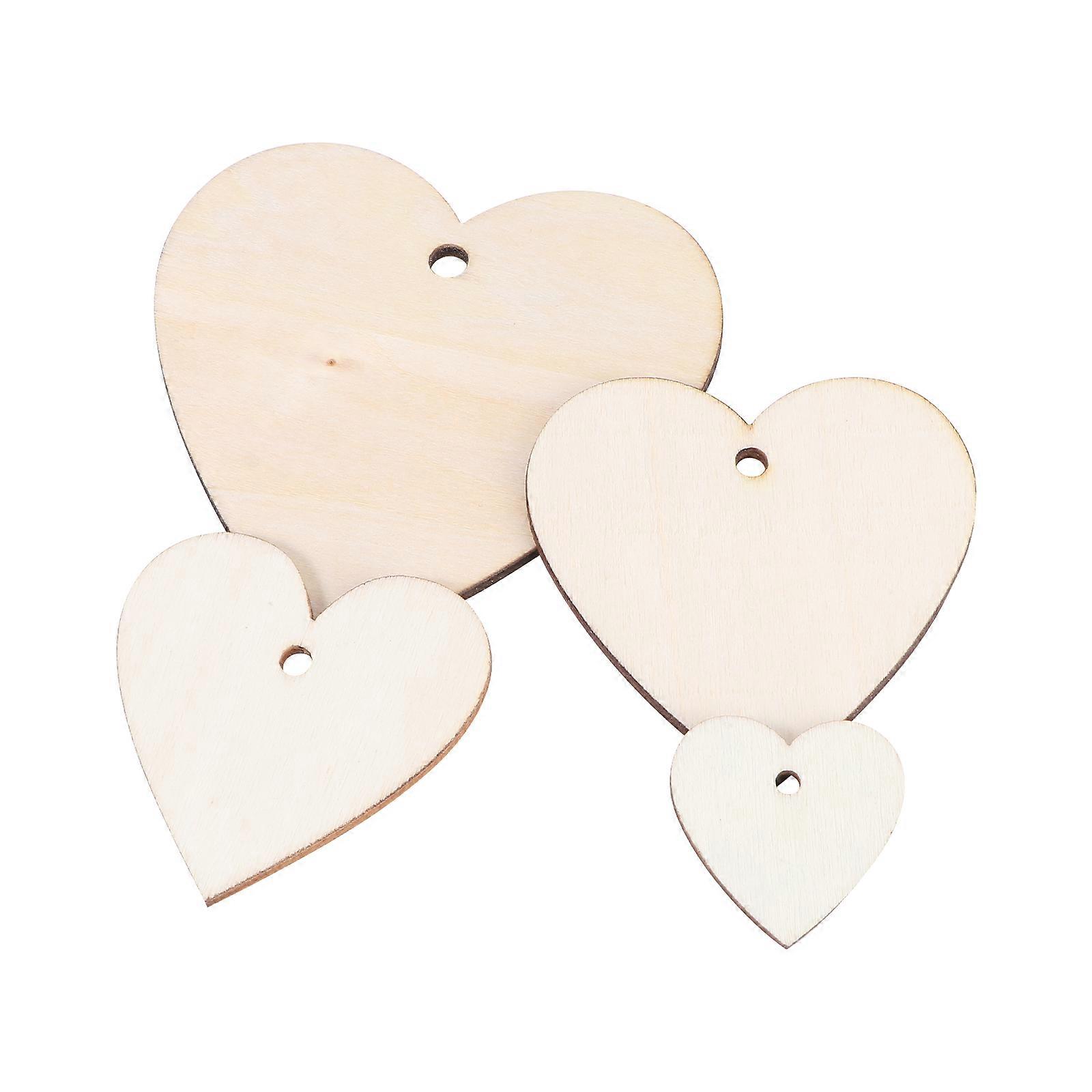 Valentine Craft Heart Shaped Wood Crafts Diy Pendant Blank Wood Slices With Hemp Rope For Home Decoration 110Pcs