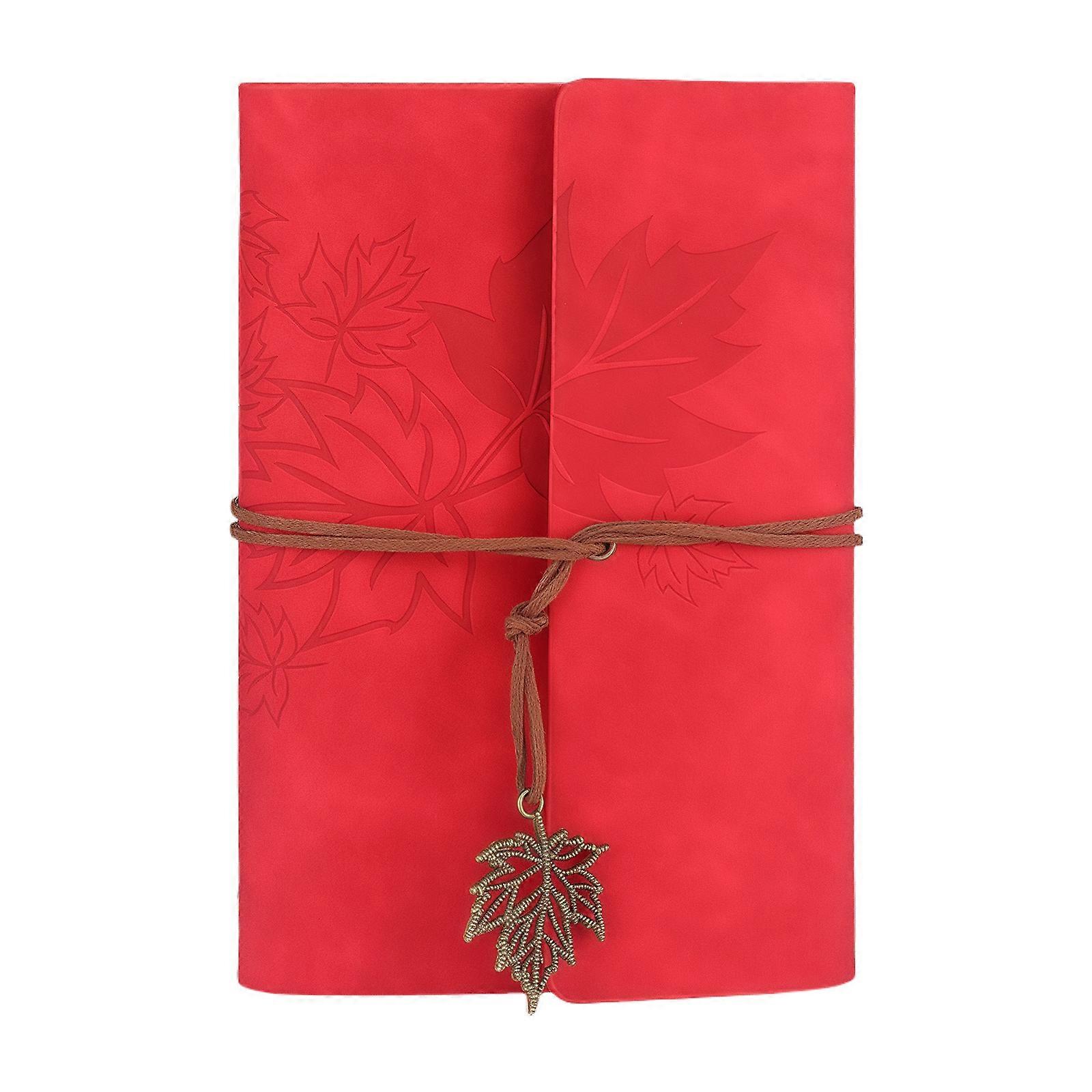 PU Leather Notebook with 75 Sheets Refillable Journal Notebook With 6 Rings Leather Binder Covers for Writing Journaling  Red