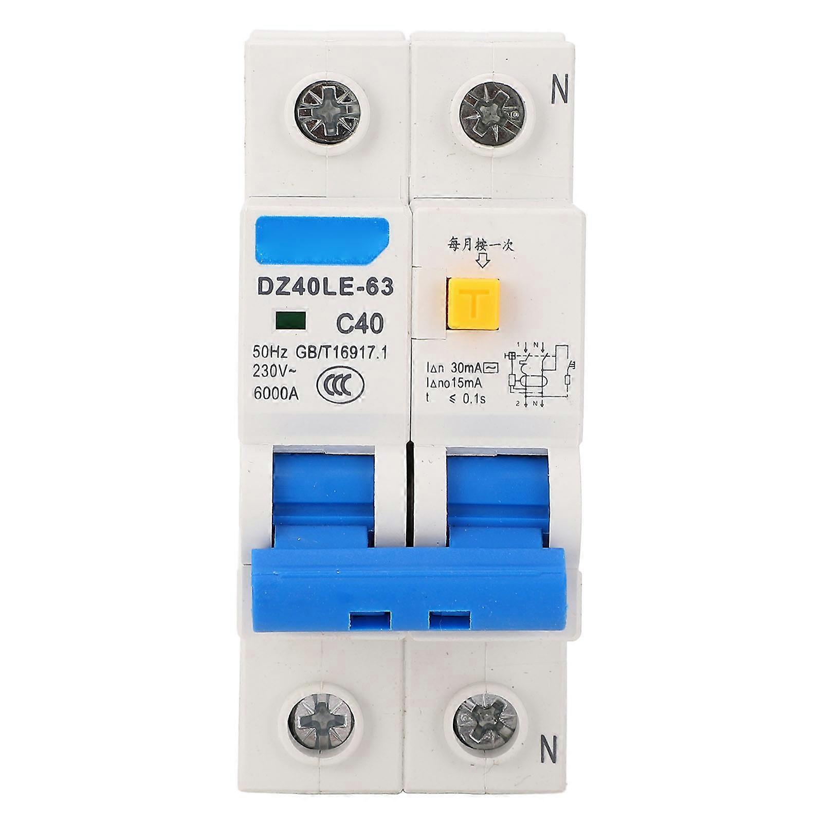 Air Circuit Breaker with Leakage Protector Dual Handle DIN Rail Mounted Disconnect Switch for Home 230V