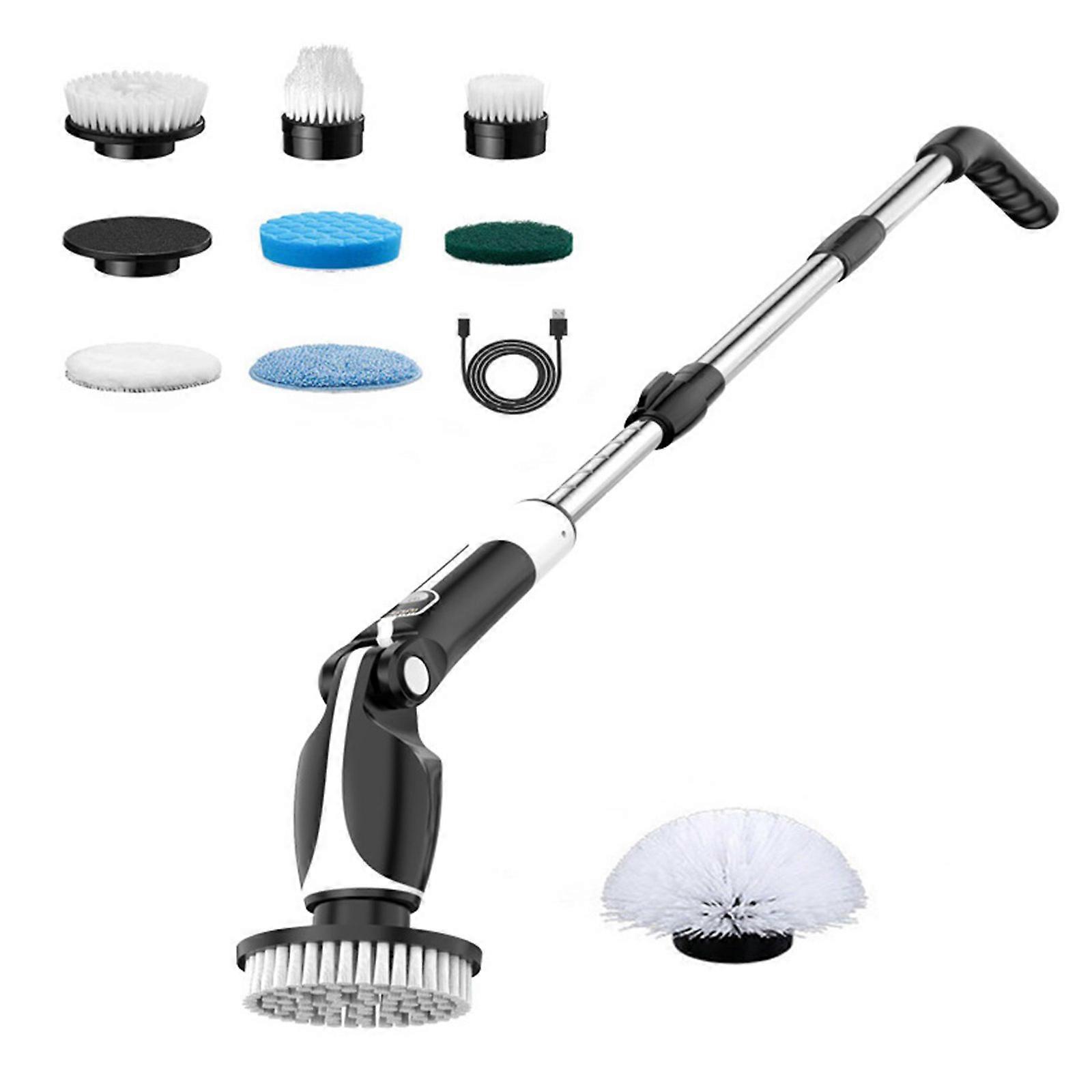 Electric Rotating Cleaning Brush Scrubber 8Replaceable Head 4000mAh 90Min Runtimes For Bathtubs Sink Tile Grout Floor Multicolor