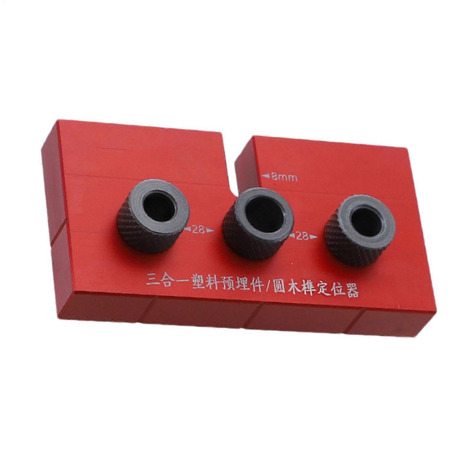 Dowel Jig Drill Kit for Woodworking, Adjustable Puncher Set for Round Tenon Positioning, Red Drill Locator, Professional Centring Tool