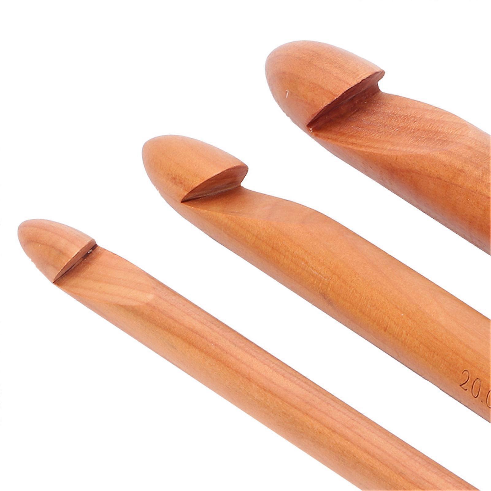 Bamboo Crochet Hook Handcrafted Knitting Needles Yarn Craft 20cm/7.9in Large Crochet HooksCarbonized