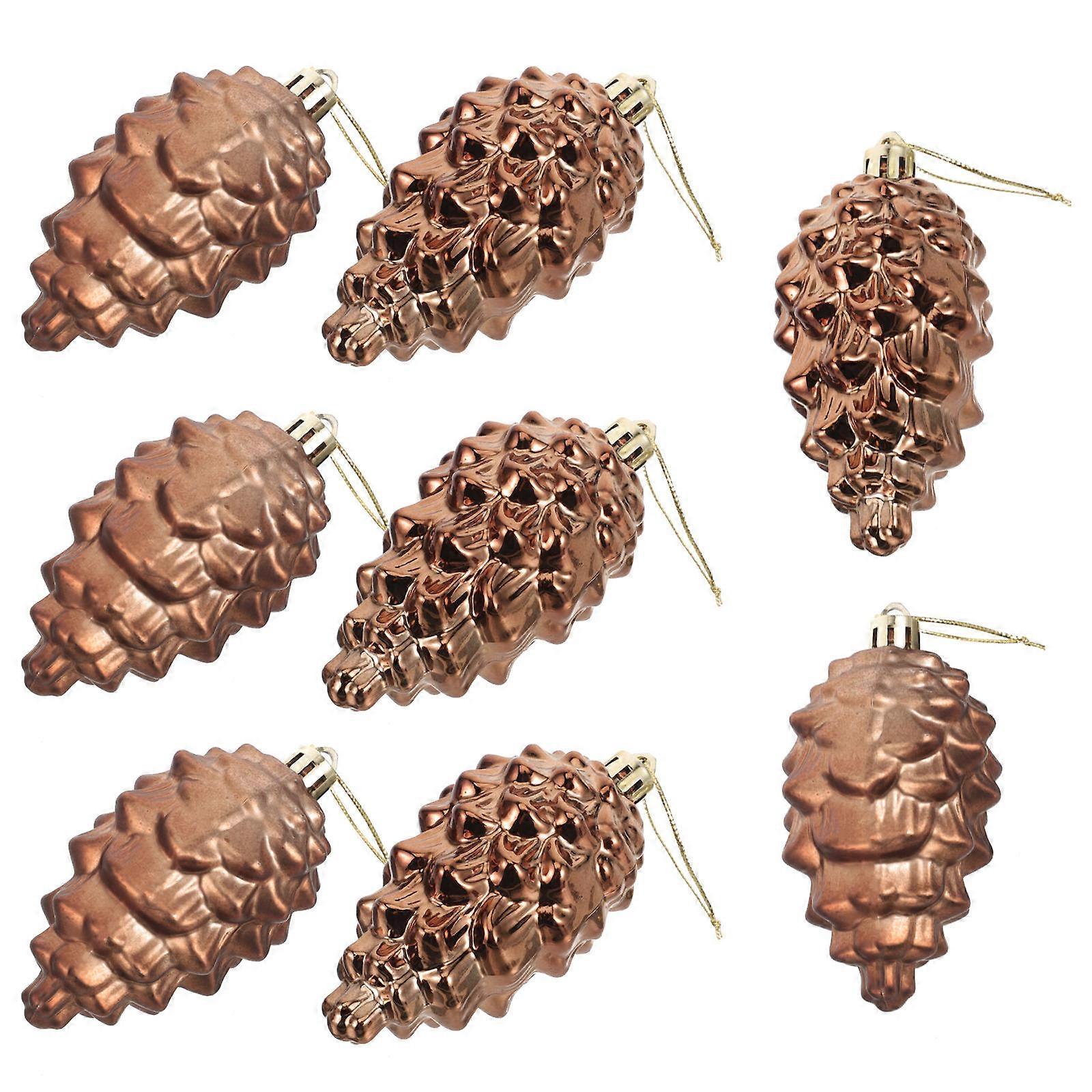 a polished and engaging product description based on your input:
**8pcs Christmas Pine Cone Ornaments – Matte & Glossy Plastic Hanging
