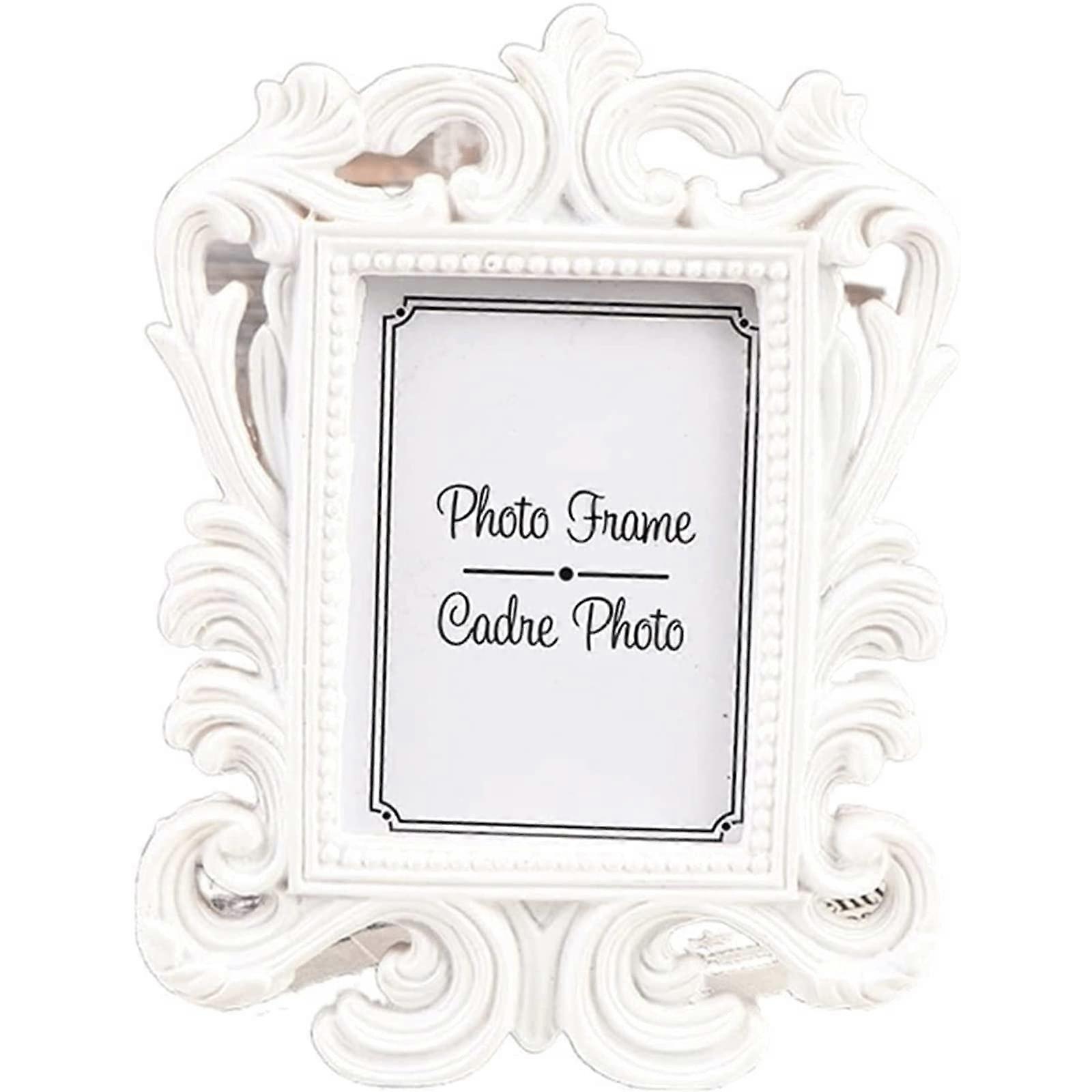 Harz picture frame, European creative rectangular photo frame for standing on tabletop (Color: White)