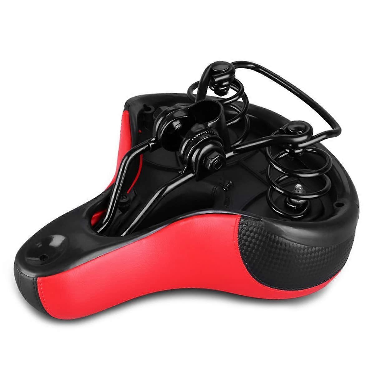 Saddle Thick Sponge Absorbing Bicycle Seat with Reflective Sticker Accessories Ergonomic Design for Mountain Bikes Color Red
