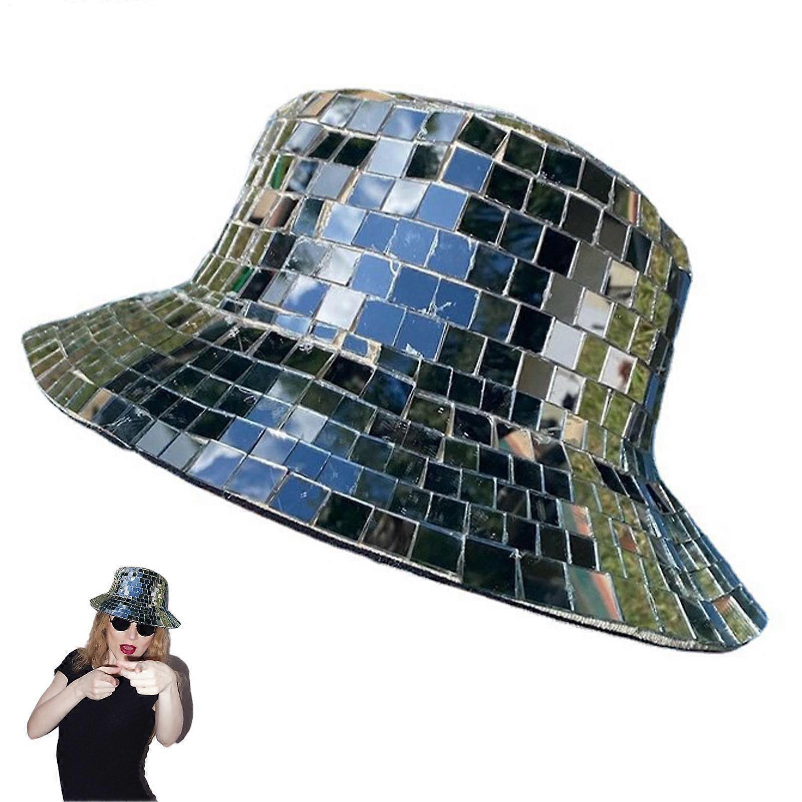 Sequin Mirror Disco Bucket Hat Stunning Disco Ball Hats for DJs Sparkling Sequin Bucket Hat for Night Club Stage Bar Dance