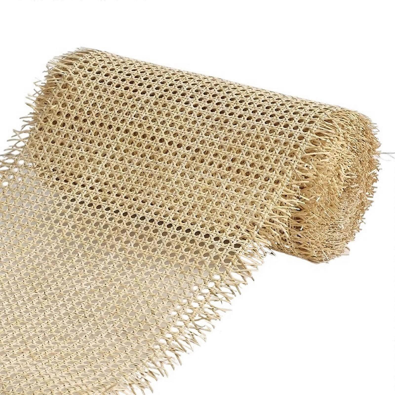 Natural Square Cane Wicker Rattan Webbing Roll PreWoven Open Mesh Wicker Rattan Webbing Webbing Roll for DIY Projects Dresser 20' W x 3.3' L
