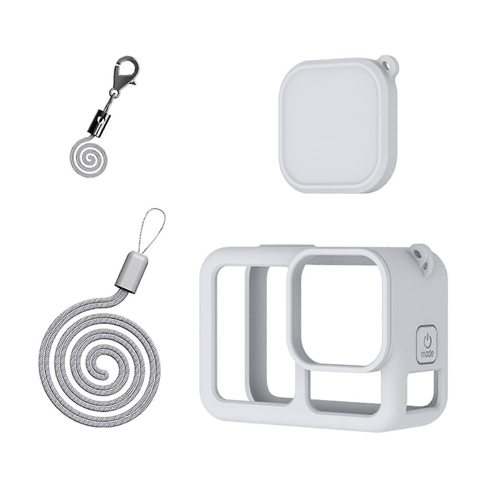 Silicone Camera Protector Accessory For Action Camera Sleeve Includes Protective Housing And Lens Guard Wrist Strap  light gray