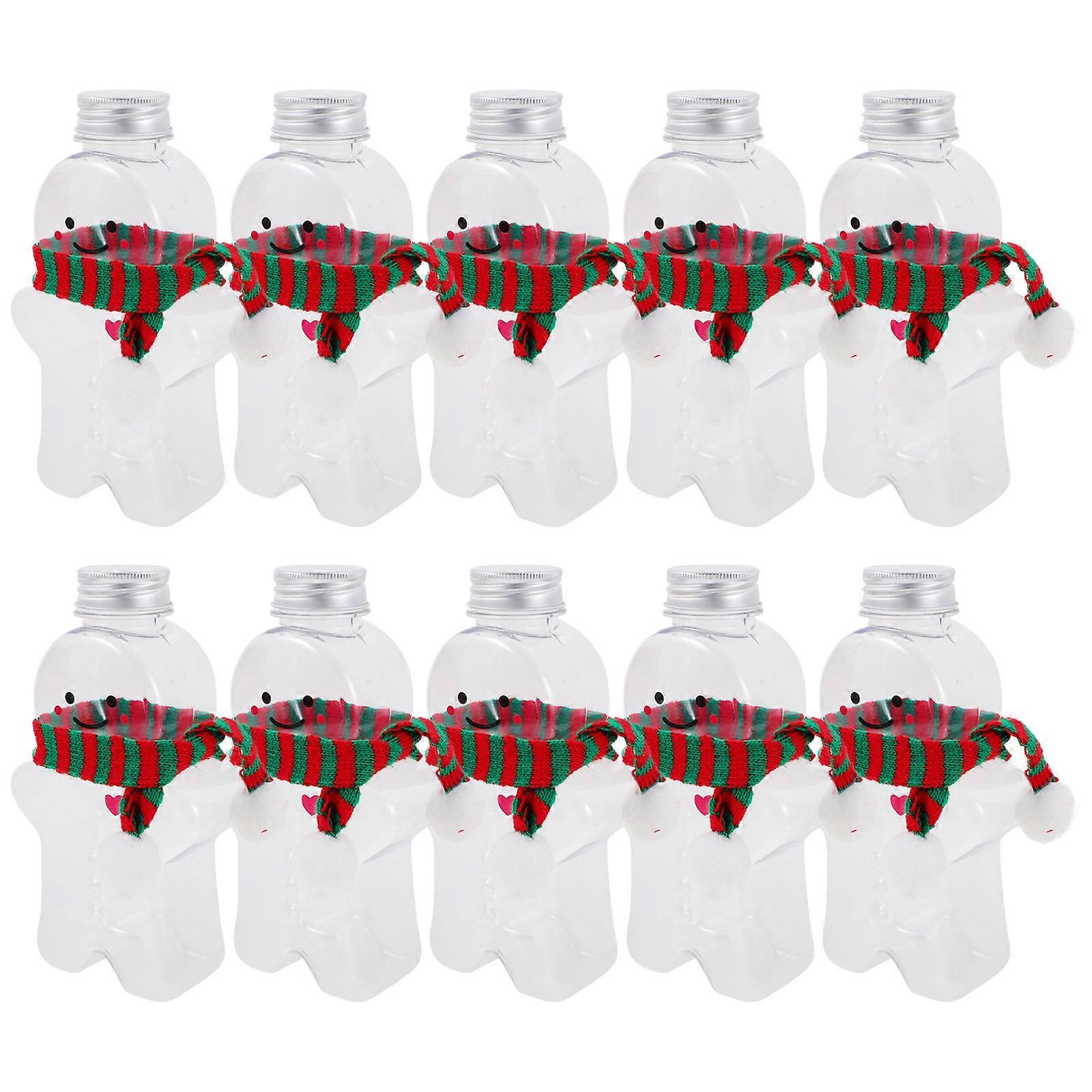 Christmas Juice Bottles Gingerbread Man Shape Simple Design For Family Gathering 10 Sets