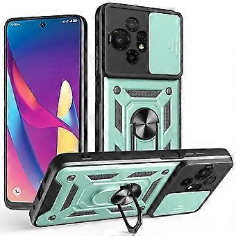 For Tcl 50 Xl 5g Case With Slide Camera Lid Pc + Tpu Kickstand Phone Cover - Blue