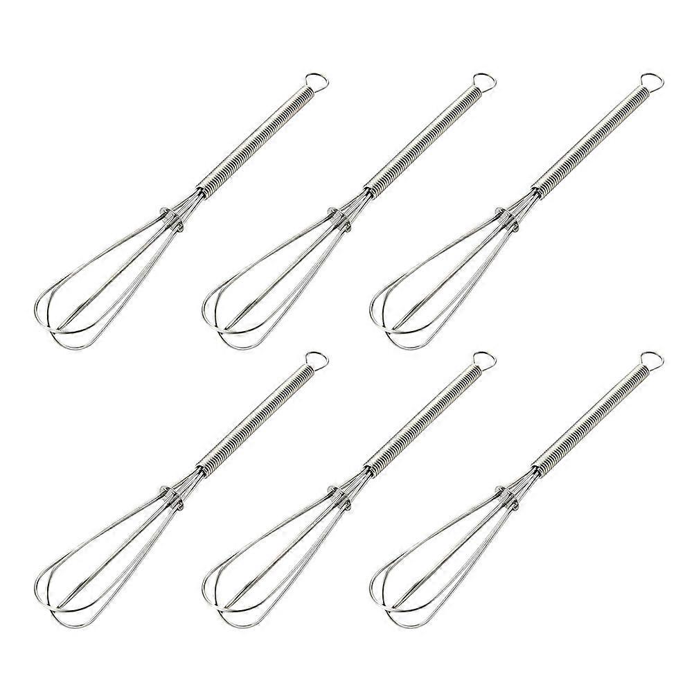 Manual Egg Whisk Stainless Steel Mini Blender Spring Handle Kitchen Gadget for Home Users 6Pcs