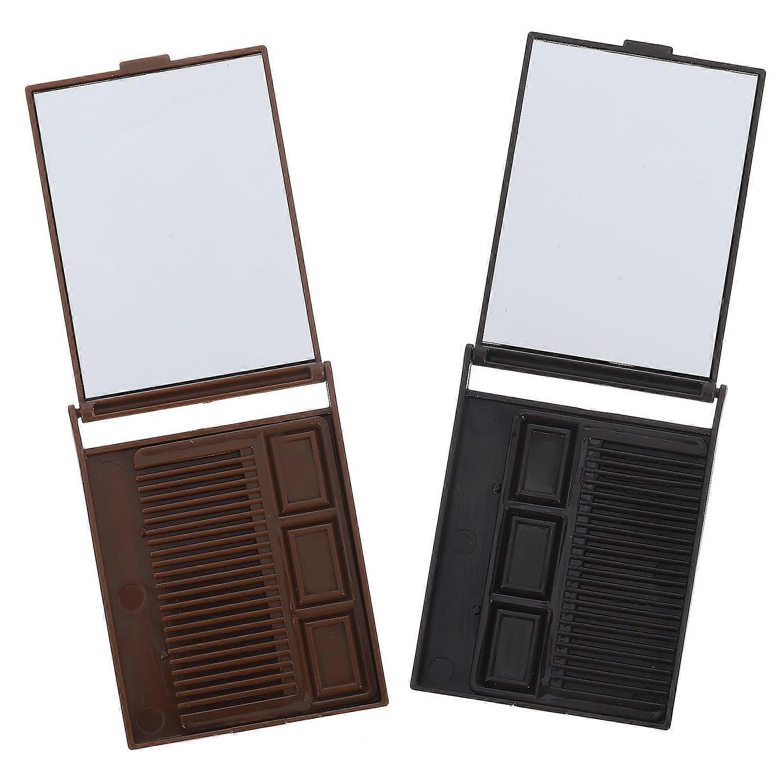 Fashion Handbag Compact Mirror with Comb for Daily Use Assorted Color Plastic and Glass 2PCS