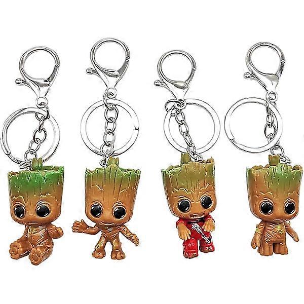 4個ベビーグルートキーホルダーガーディアンズオブギャラクシー、クラシック映画アクションフィギュア、ギフト
