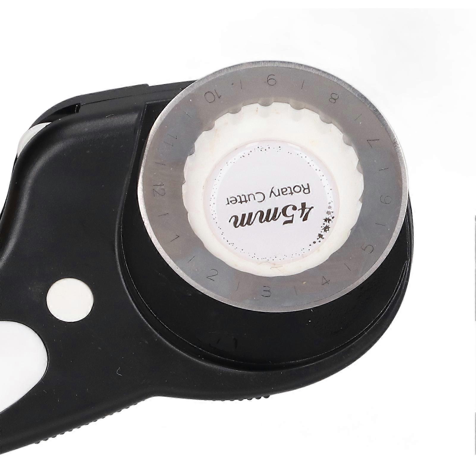 Rotary Cutter Black Replaceable Blades Safety Button Curved Handle Plastic Stainless Steel Fabric Cutter for Quilting