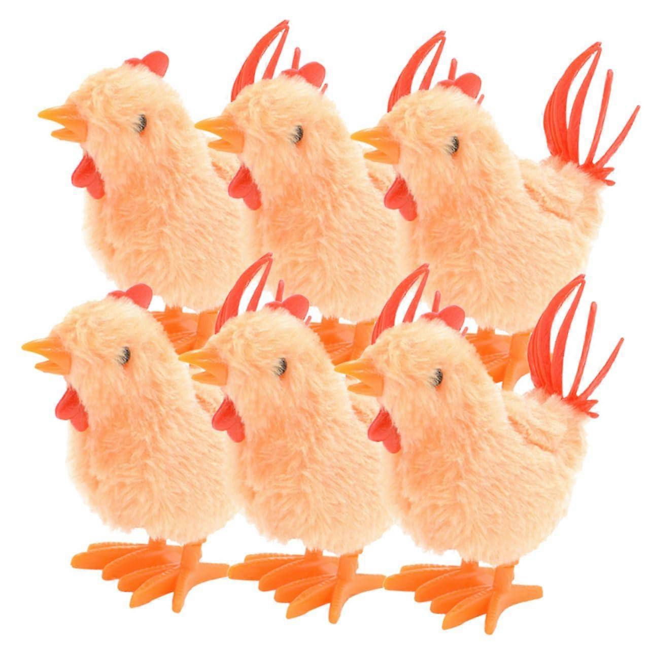 6-Piece Wind-Up Chickens: Soft Plush Jumping Toys For Holidays And Parties, Develops Toddler Dexterity