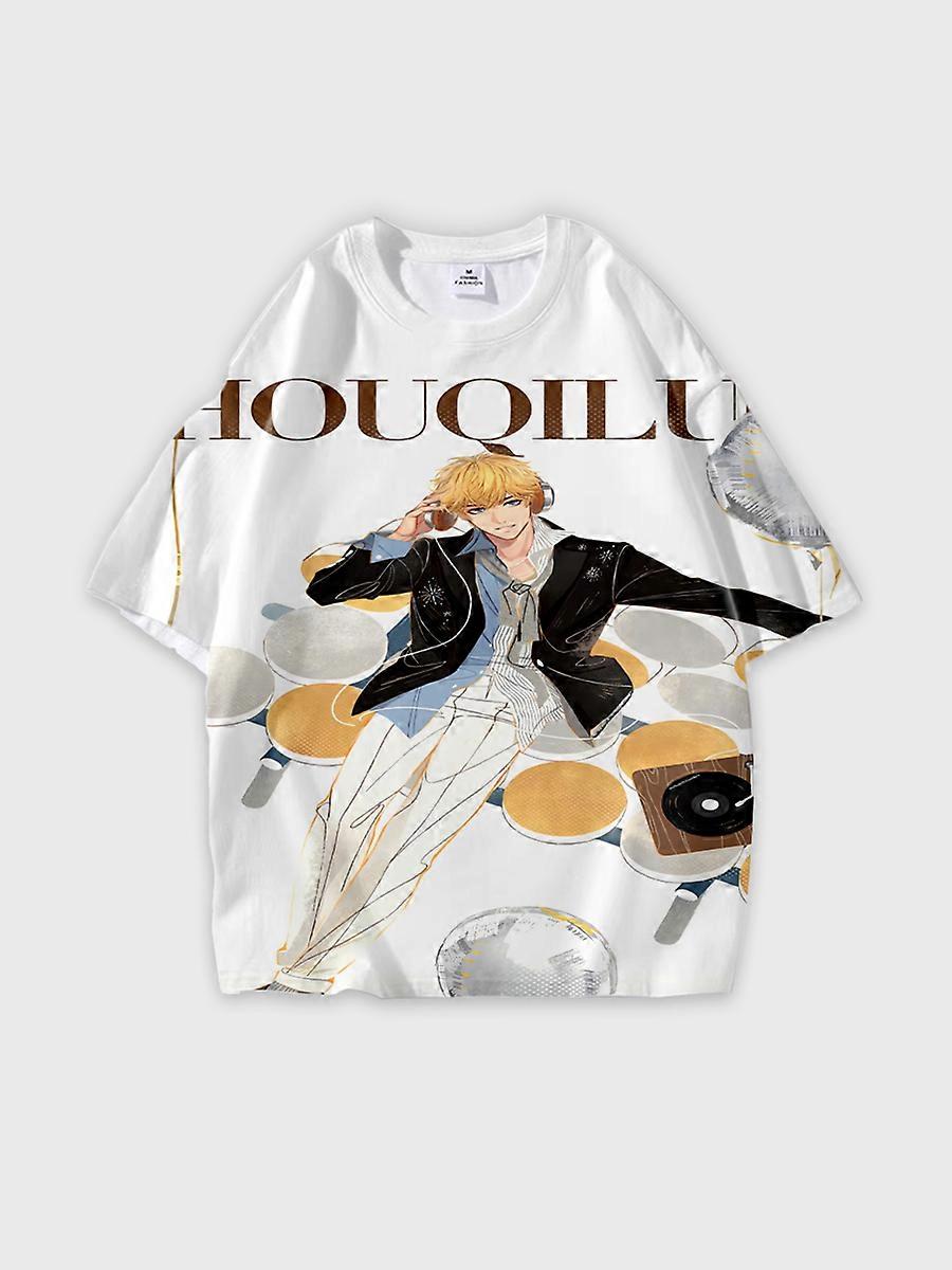 T-shirt round neck Role Pattern loose short sleeve E2278