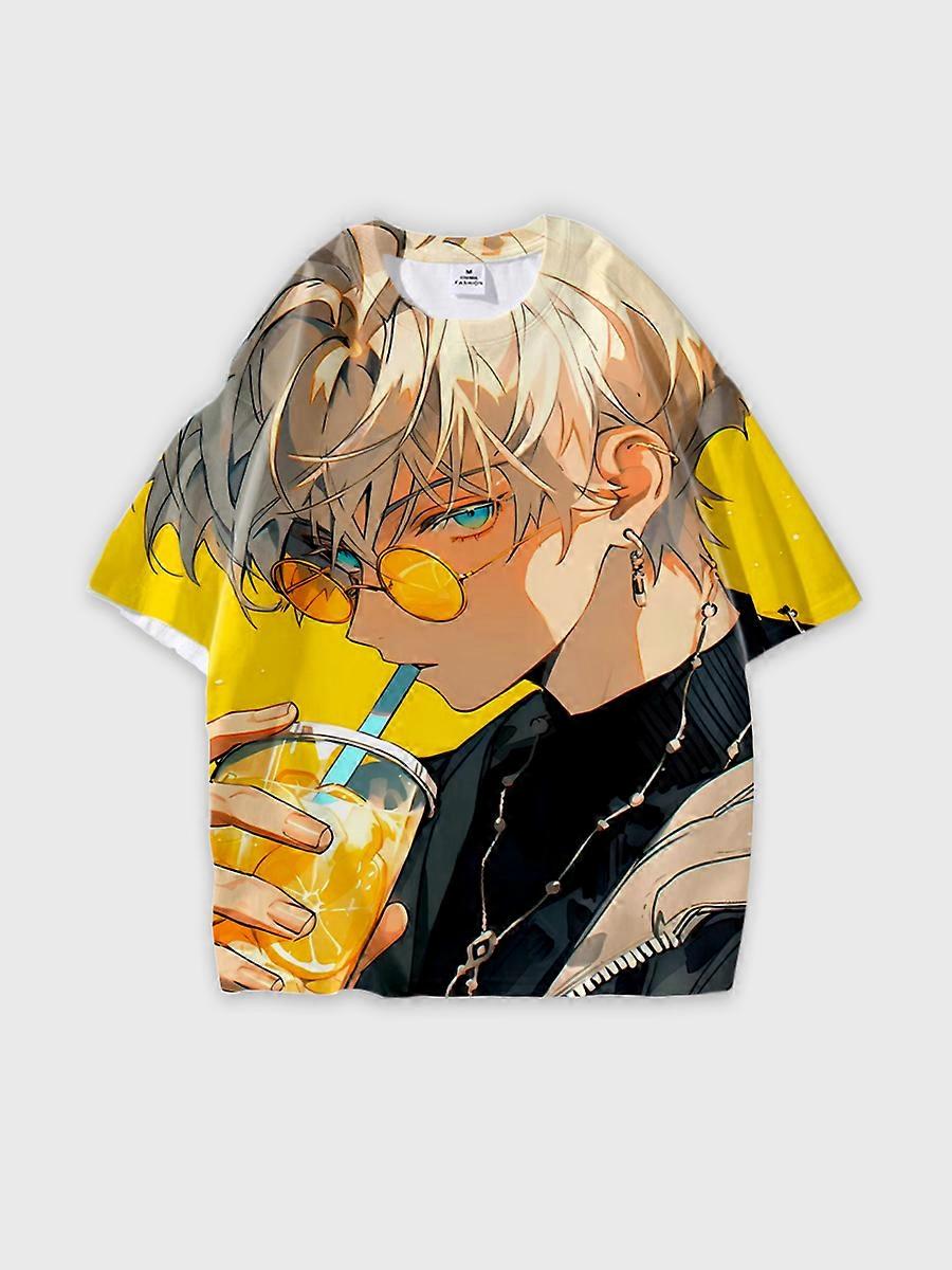 T-shirt round neck Character Pattern loose short sleeve P628