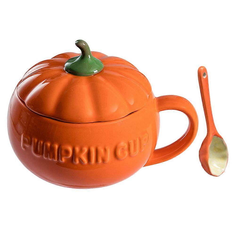 Cute Pumpkin Ceramic Mug with Spoon – Versatile Coffee Cup for Tea, Milk, and Juice – Perfect for Home and Office Use